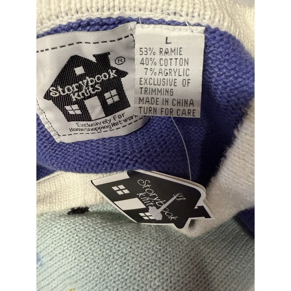 NWT Storybook Knits Winter Polar Bear Penguin Theme Knit Button Up Sweater Large